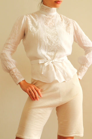 1910s Edwardian Lace Fine Cotton Blouse