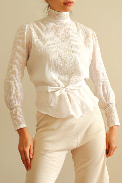 1910s Edwardian Lace Fine Cotton Blouse