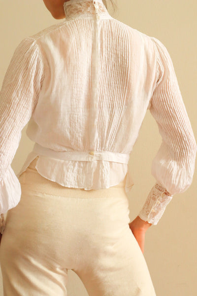 1910s Edwardian Lace Fine Cotton Blouse