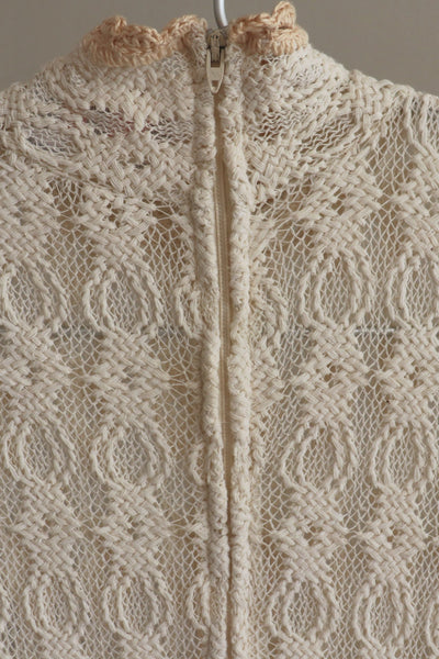 70s Deadstock Crochet Lace Knit Long Dress