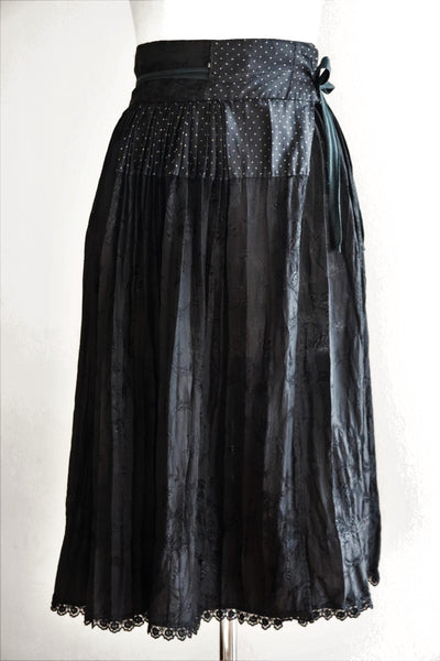 50s Hungarian Black Silk Brocade Skirt