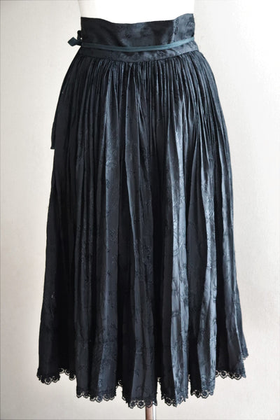 50s Hungarian Black Silk Brocade Skirt