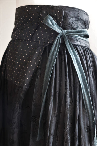 50s Hungarian Black Silk Brocade Skirt