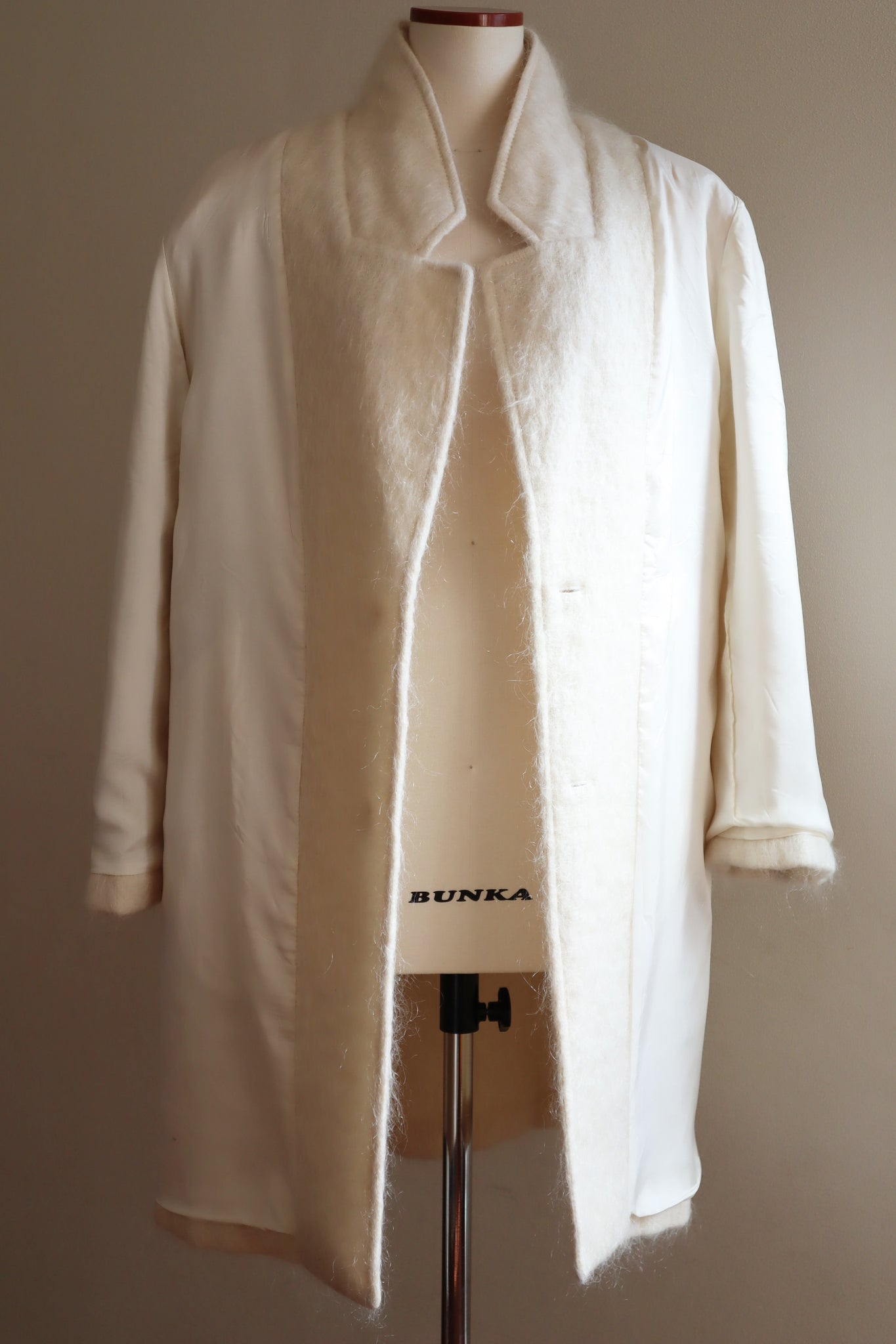 80s White Mohair Chester Coat