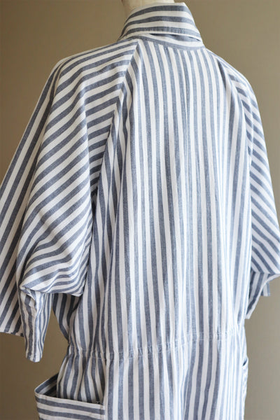 80s Striped Cotton Oversized Jumpsuit