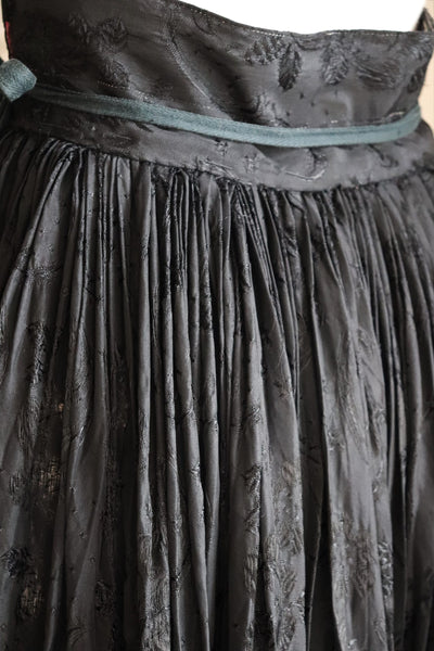 50s Hungarian Black Silk Brocade Skirt