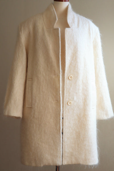 80s White Mohair Chester Coat