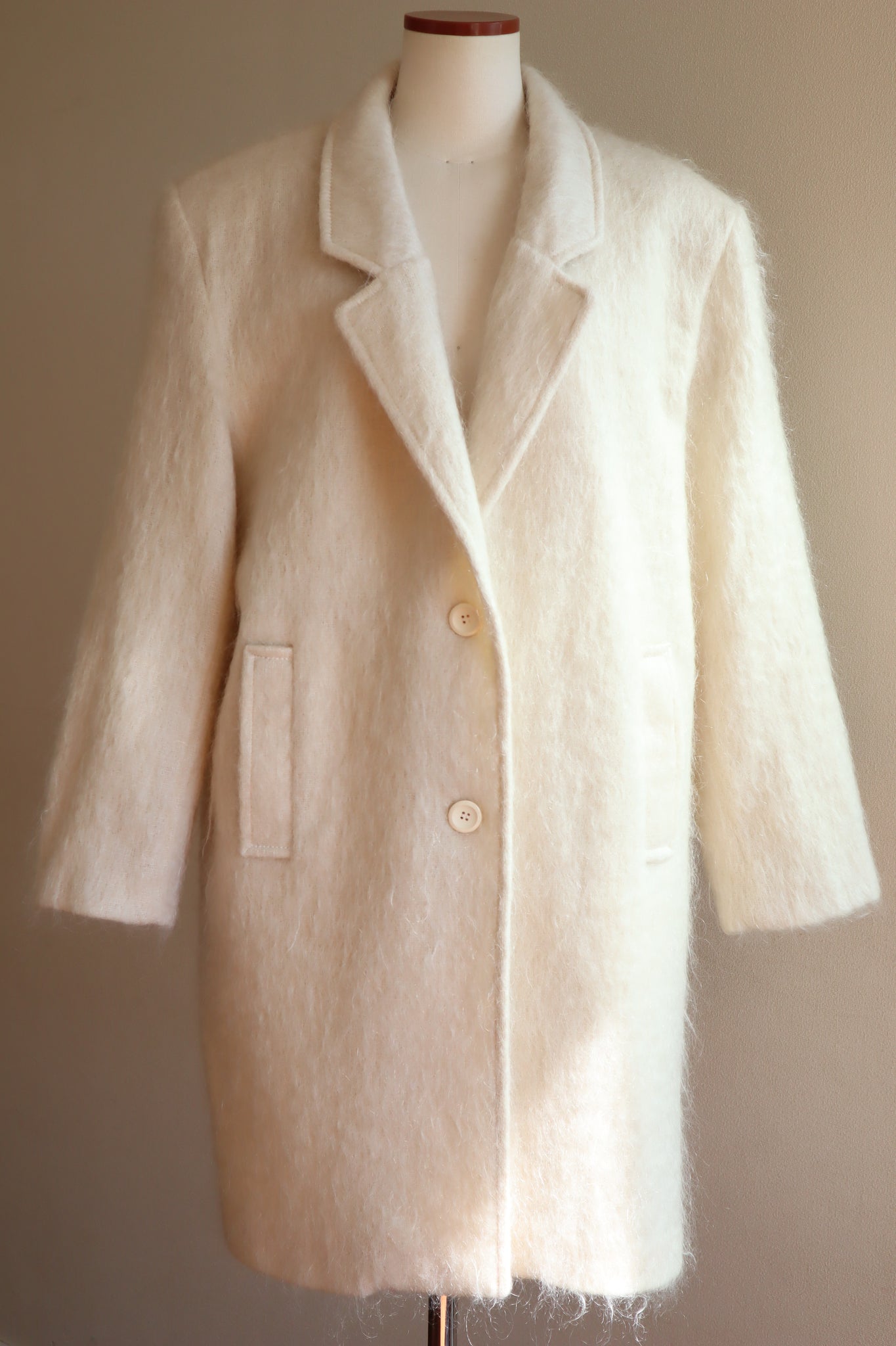 80s White Mohair Chester Coat