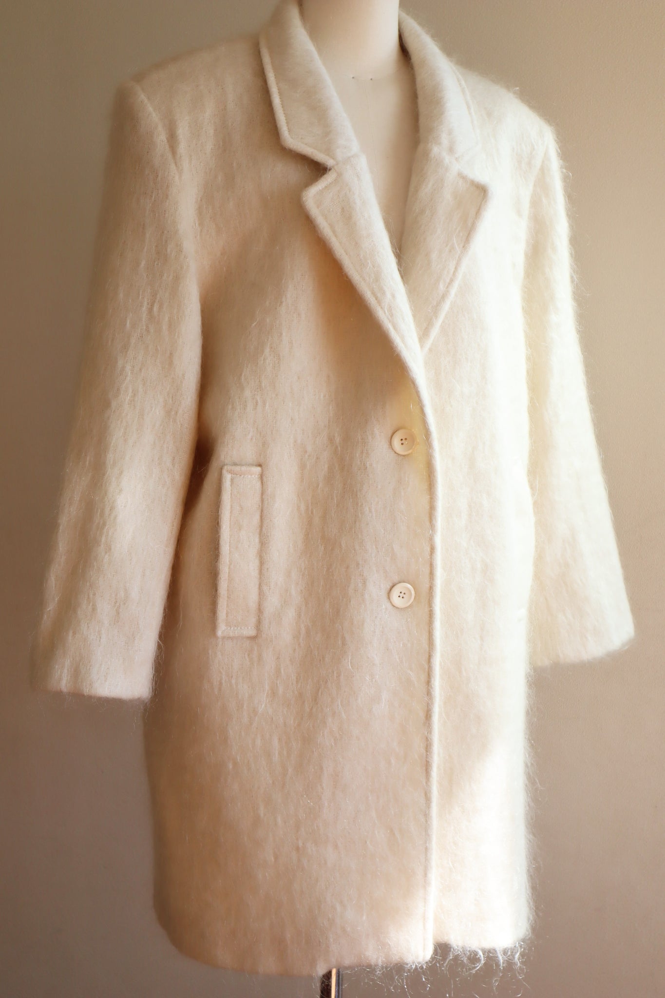 80s White Mohair Chester Coat