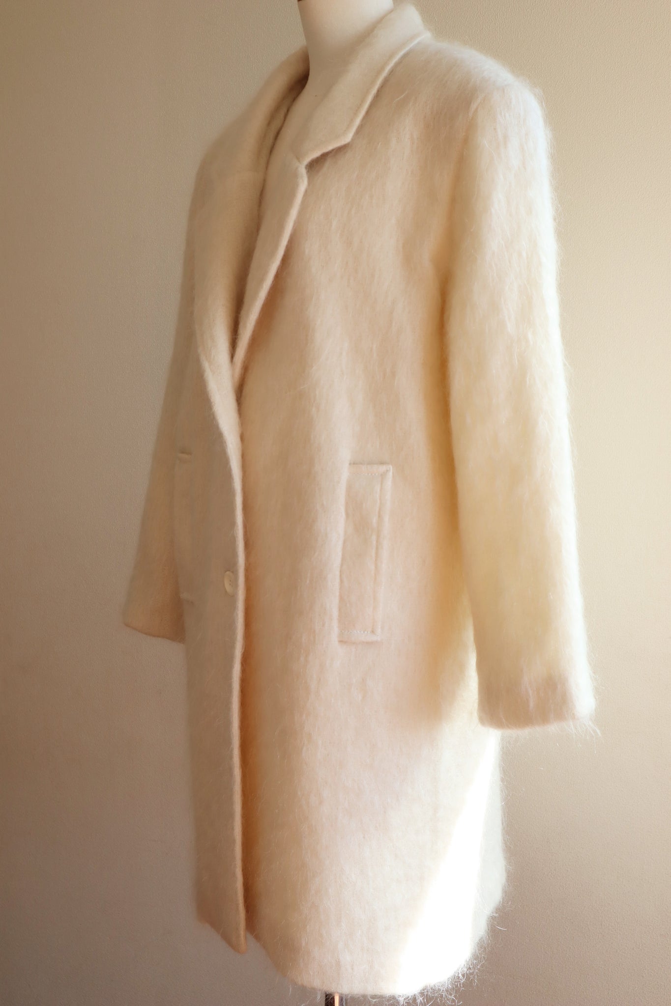 80s White Mohair Chester Coat