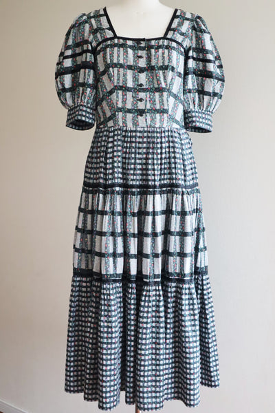 80s Floral Dirndl Dress