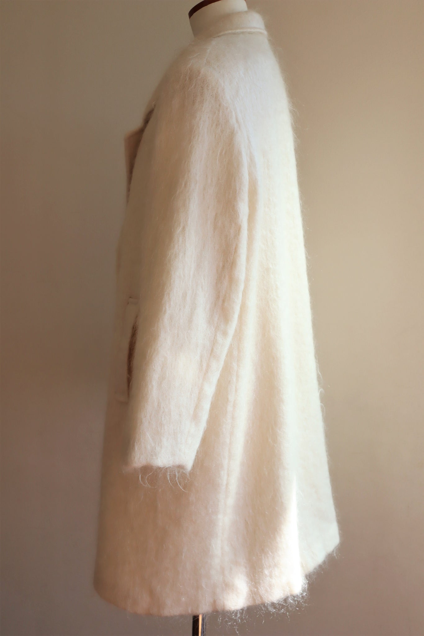 80s White Mohair Chester Coat