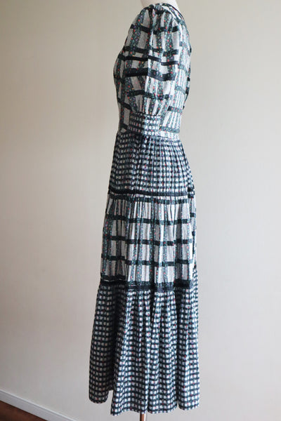 80s Floral Dirndl Dress
