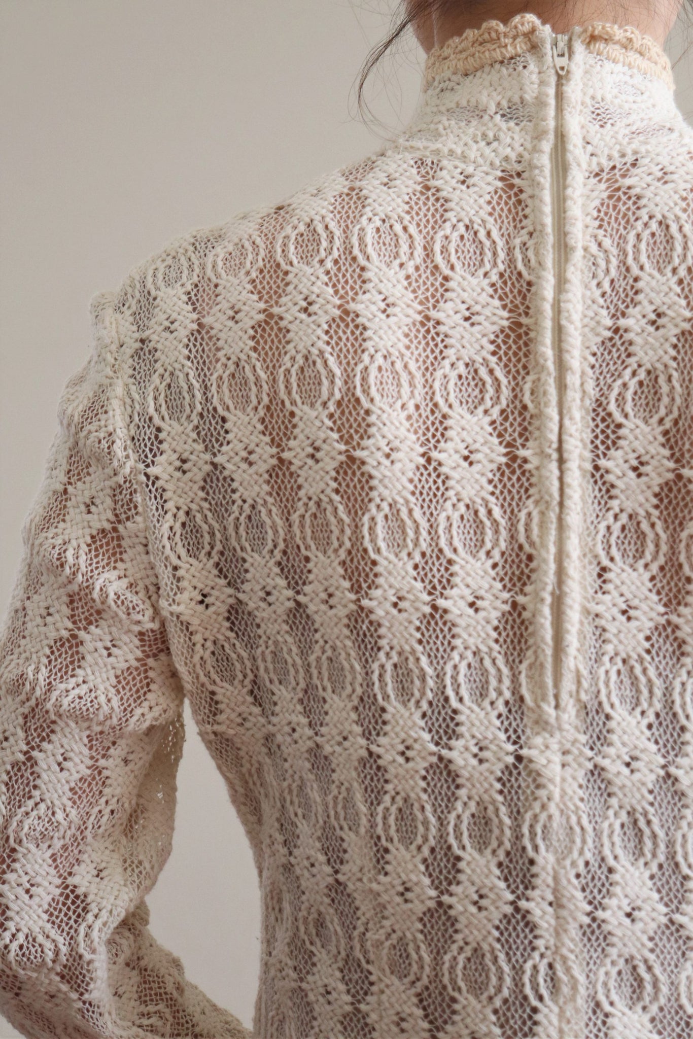 70s Deadstock Crochet Lace Knit Long Dress