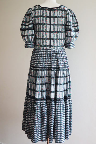 80s Floral Dirndl Dress