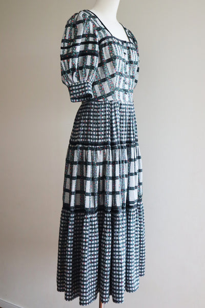 80s Floral Dirndl Dress
