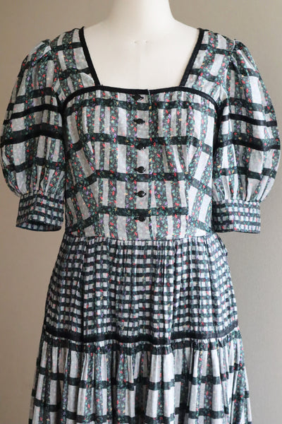 80s Floral Dirndl Dress