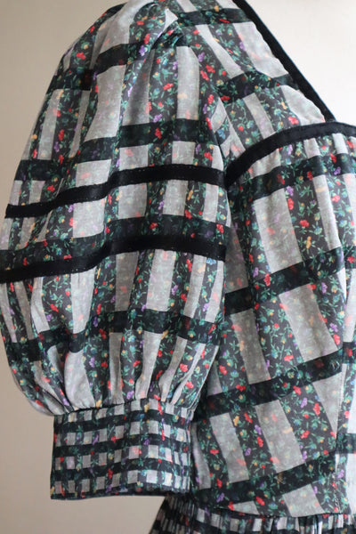 80s Floral Dirndl Dress