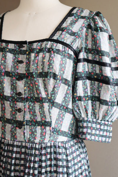 80s Floral Dirndl Dress