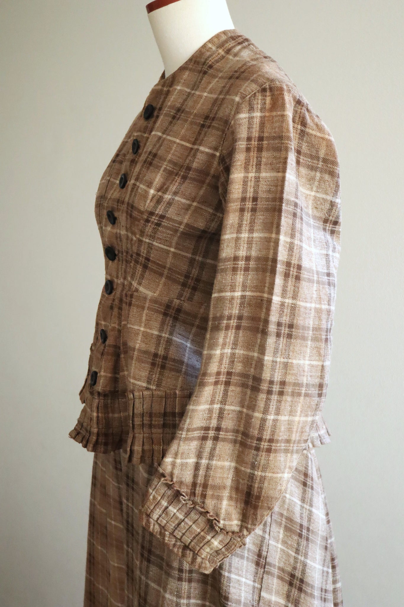 1880s Plaid Travel Suit Three Piece-Jacket