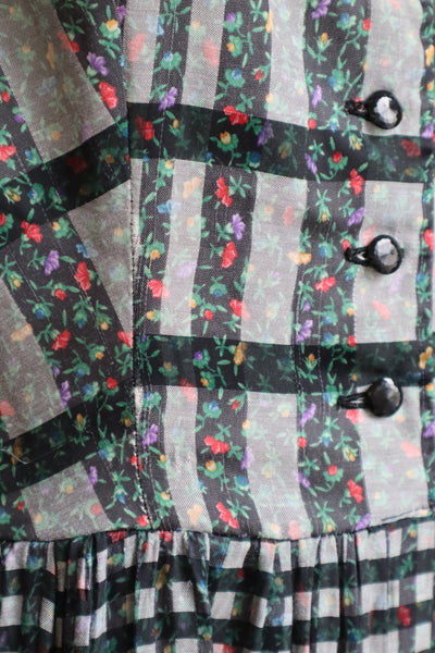 80s Floral Dirndl Dress