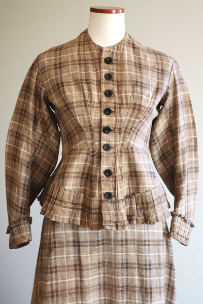 1880s Plaid Travel Suit Three Piece-Jacket