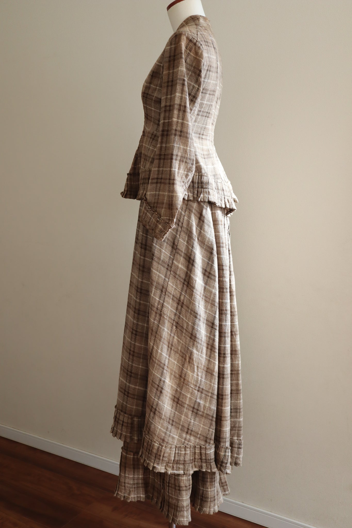 1880s Plaid Travel Suit Three Piece-Jacket