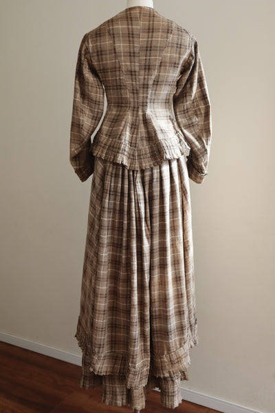 1880s Plaid Travel Suit Three Piece-Jacket