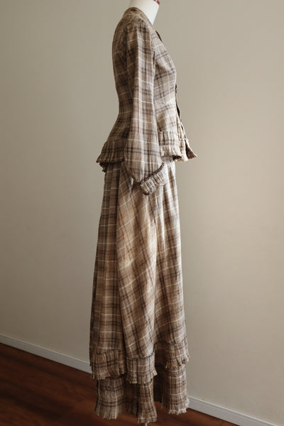 1880s Plaid Travel Suit Three Piece-Jacket