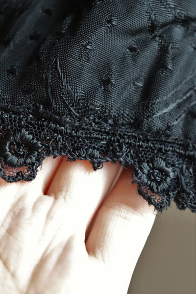 50s Hungarian Black Silk Brocade Skirt