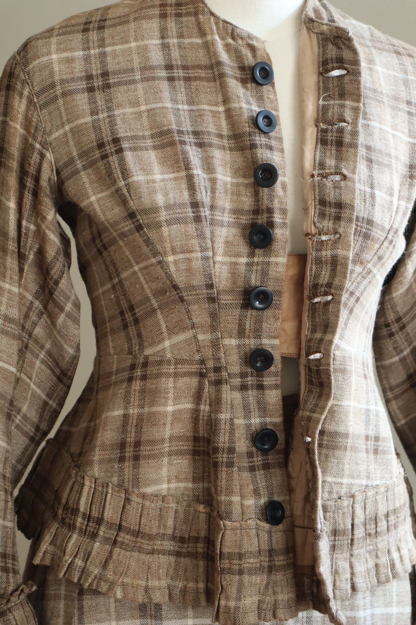 1880s Plaid Travel Suit Three Piece-Jacket