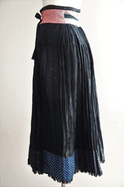 50s Hungarian Black Silk Brocade Skirt