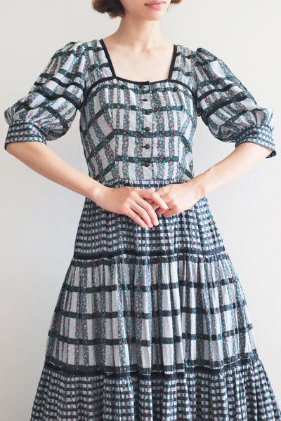 80s Floral Dirndl Dress