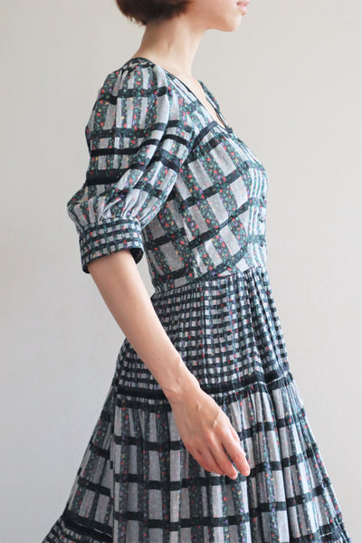 80s Floral Dirndl Dress