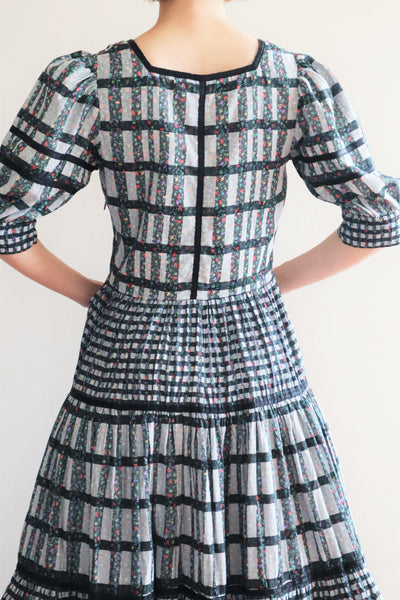 80s Floral Dirndl Dress