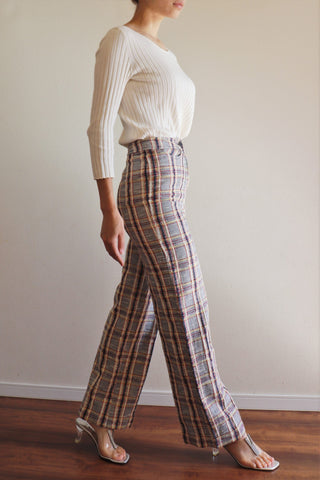 60s Vintage Mod Plaid Pants