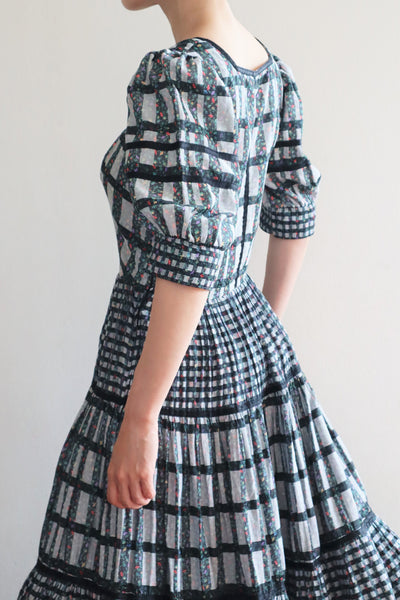 80s Floral Dirndl Dress