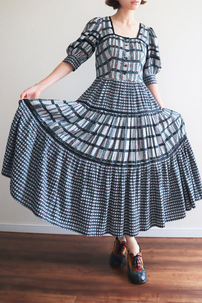 80s Floral Dirndl Dress