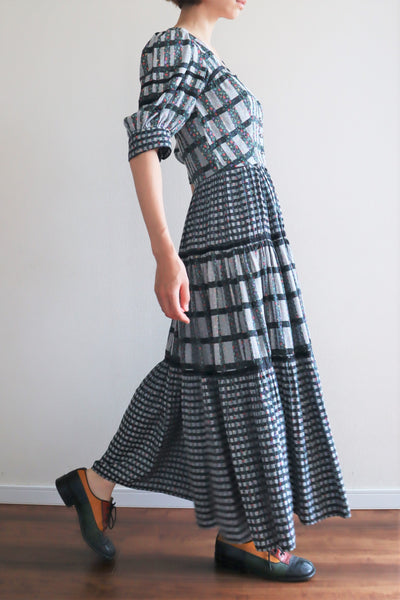 80s Floral Dirndl Dress