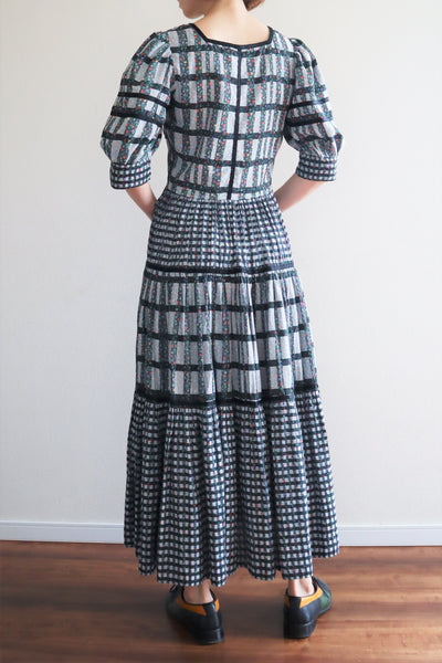 80s Floral Dirndl Dress