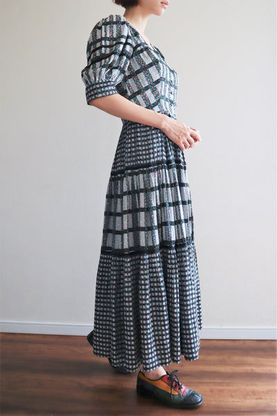 80s Floral Dirndl Dress