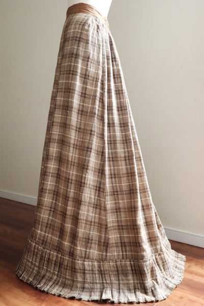 1880s Plaid Travel Suit Three Piece-Skirt2