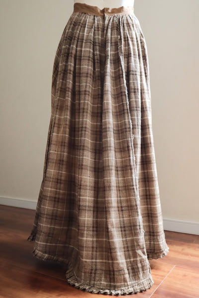 1880s Plaid Travel Suit Three Piece-Skirt1