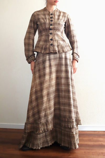 1880s Plaid Travel Suit Three Piece-Jacket