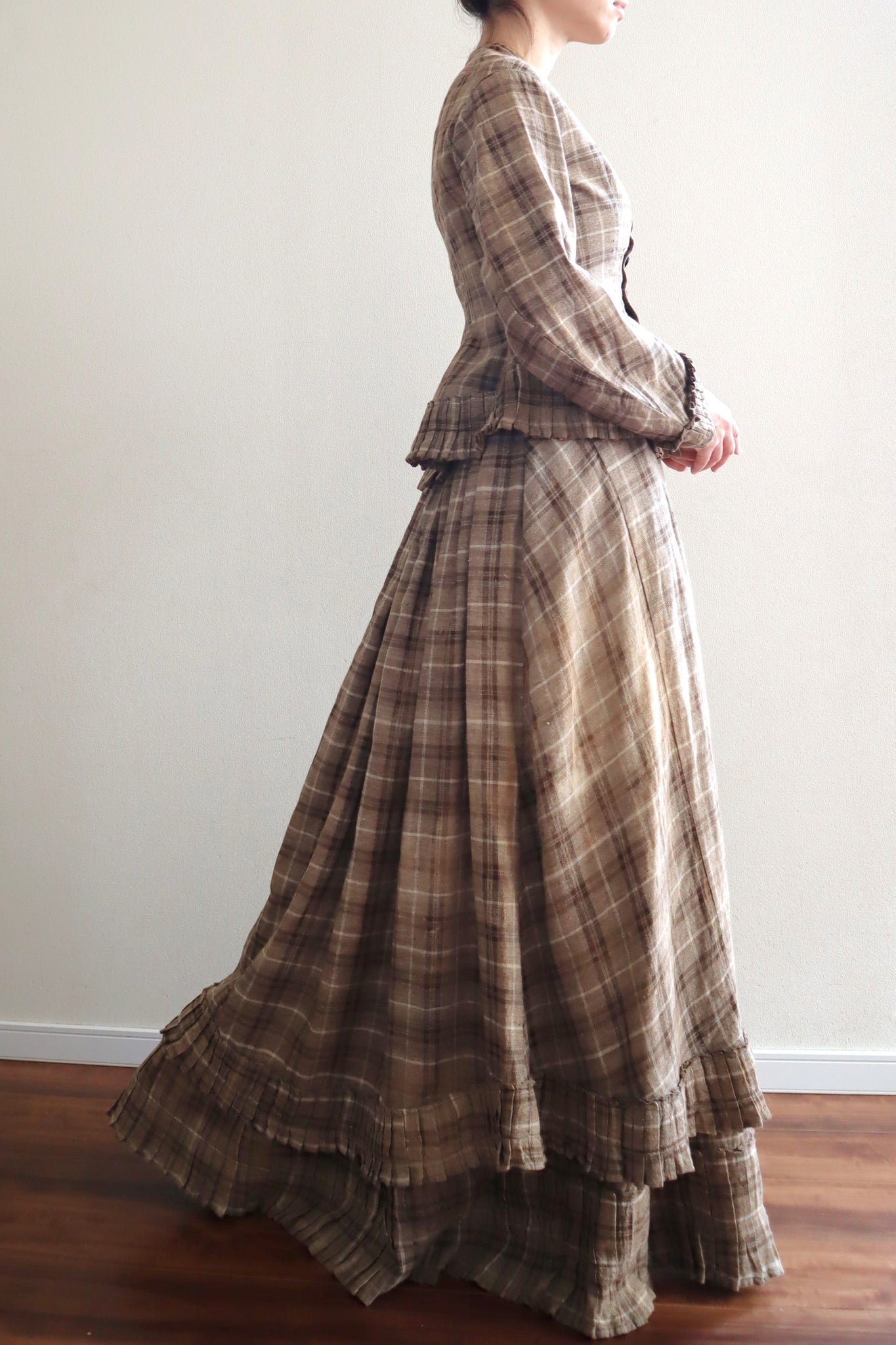 1880s Plaid Travel Suit Three Piece-Jacket