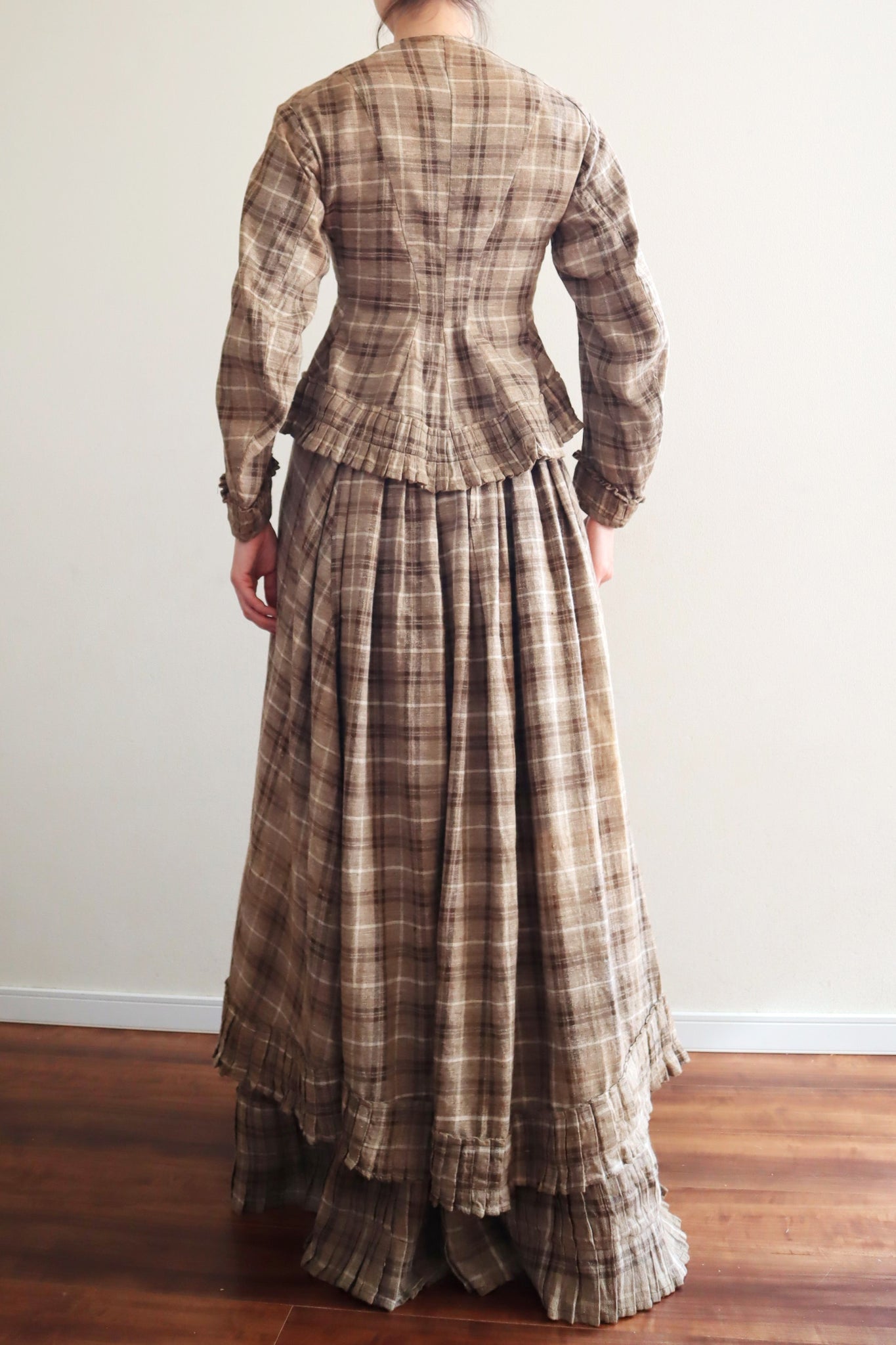 1880s Plaid Travel Suit Three Piece-Jacket