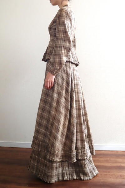 1880s Plaid Travel Suit Three Piece-Jacket