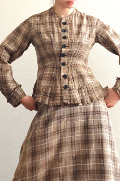 1880s Plaid Travel Suit Three Piece-Jacket