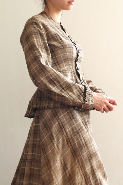 1880s Plaid Travel Suit Three Piece-Jacket