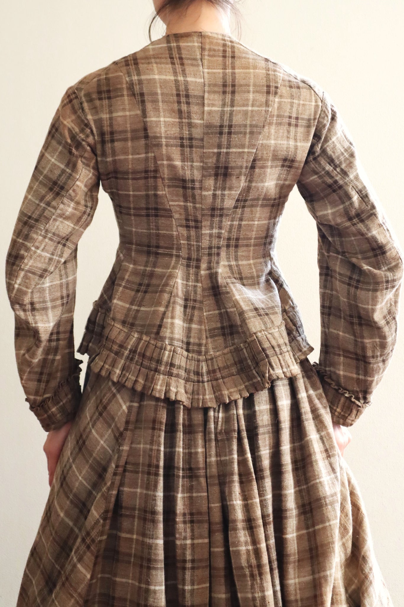 1880s Plaid Travel Suit Three Piece-Jacket